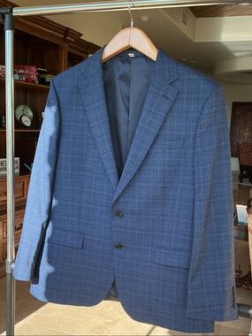 Marks & Spencer Men's Dark Navy Plaid Sport Coat
